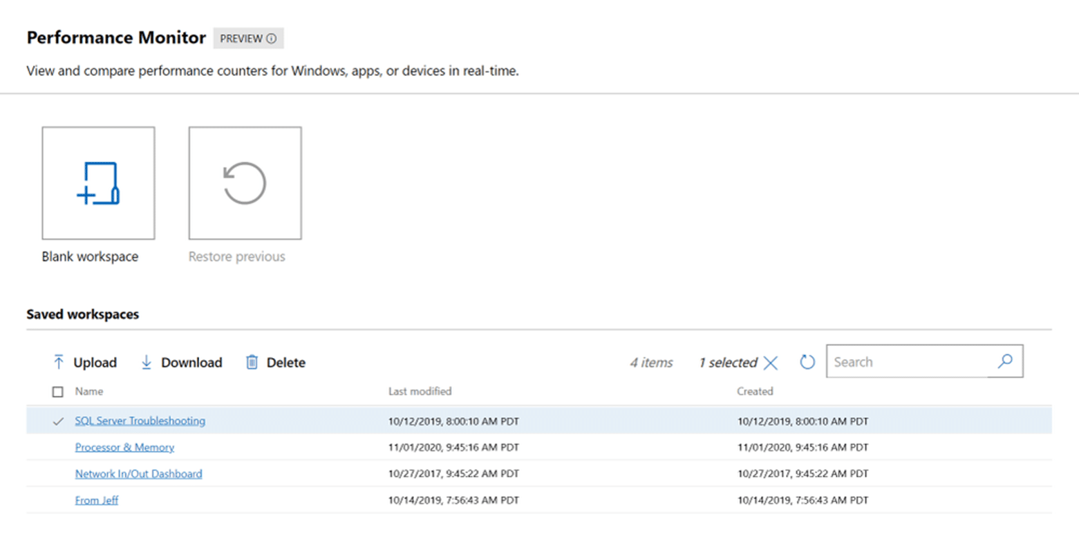 دانلود ورک شیت در Performance Monitor